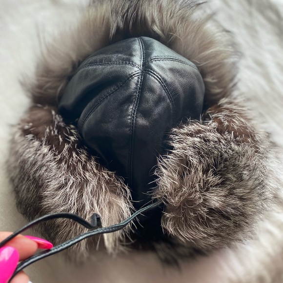 Genuine Real Silver Fox Fur Genuine Leather Fancy Winter Trapper Woman Hat main image 7